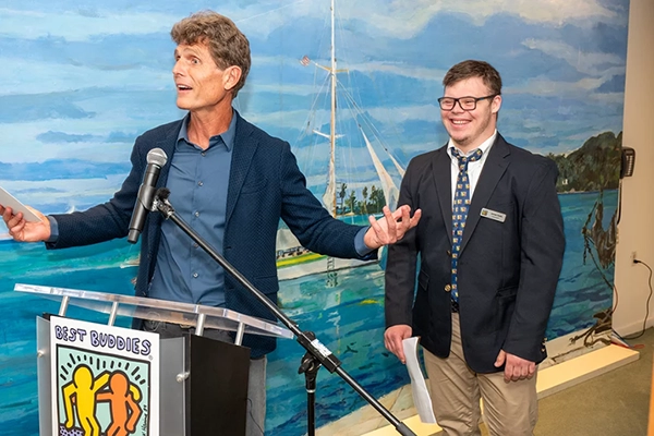 Anthony K. Shriver, and and James Keith., speak at the John F. Kennedy Presidential Library and Museum.